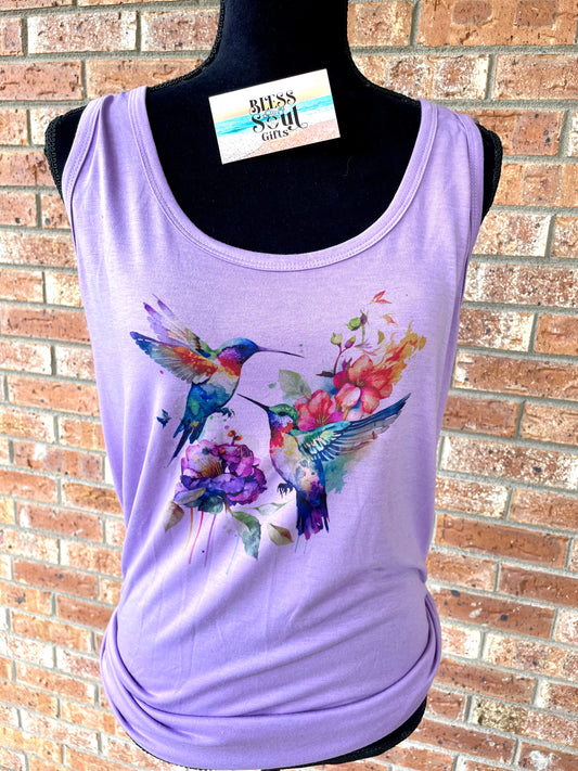 Hummingbird tank top, lavender